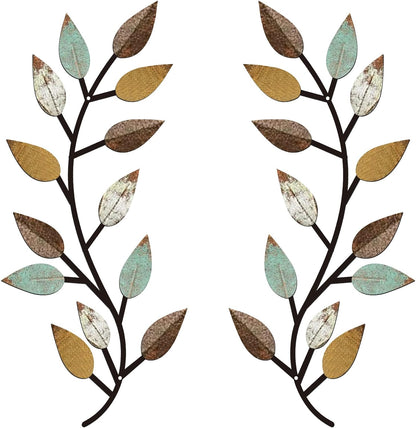 2 Pieces Metal Tree Leaf Wall Decor