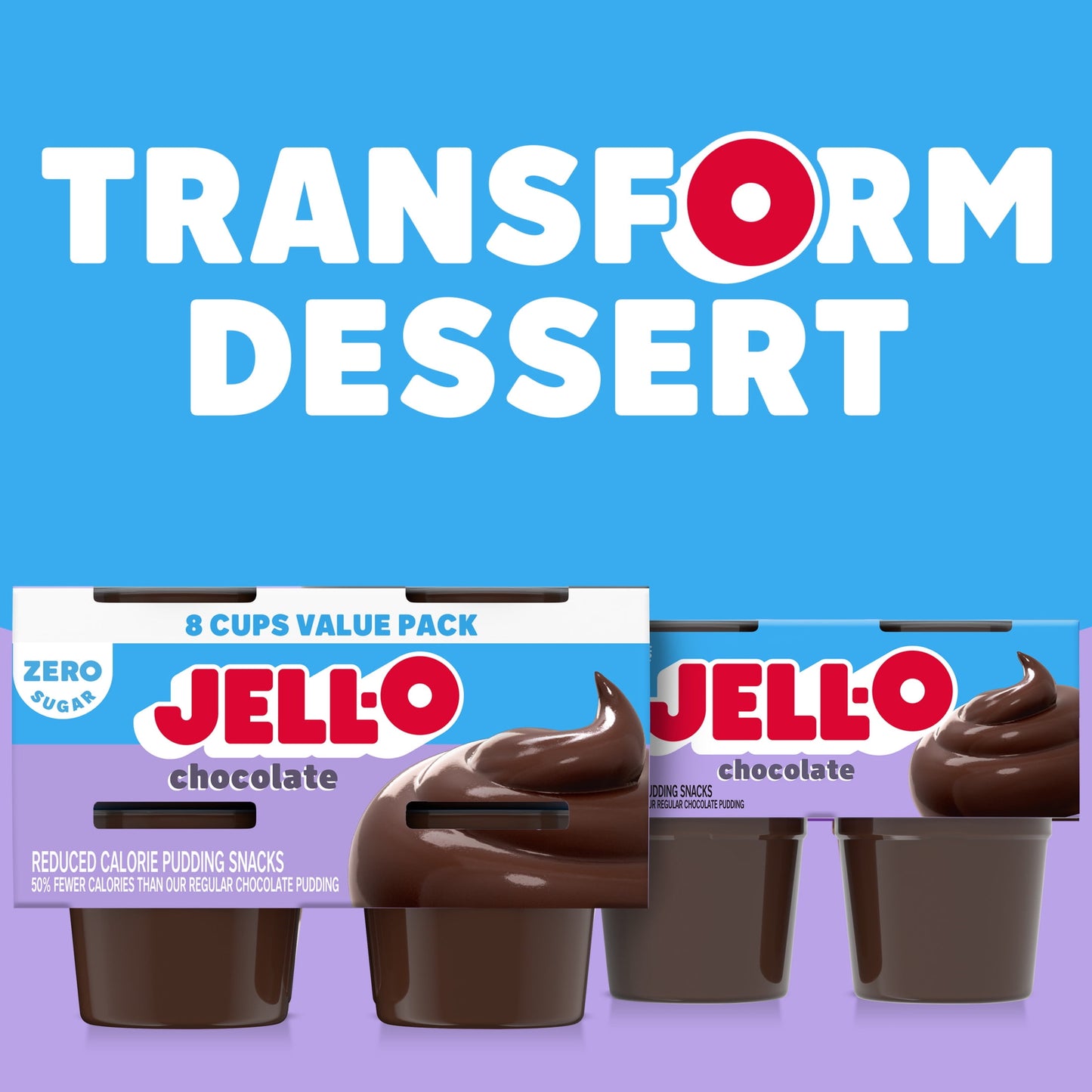 Jell-O Chocolate Sugar Free Pudding Cups, 8 Ct Cups