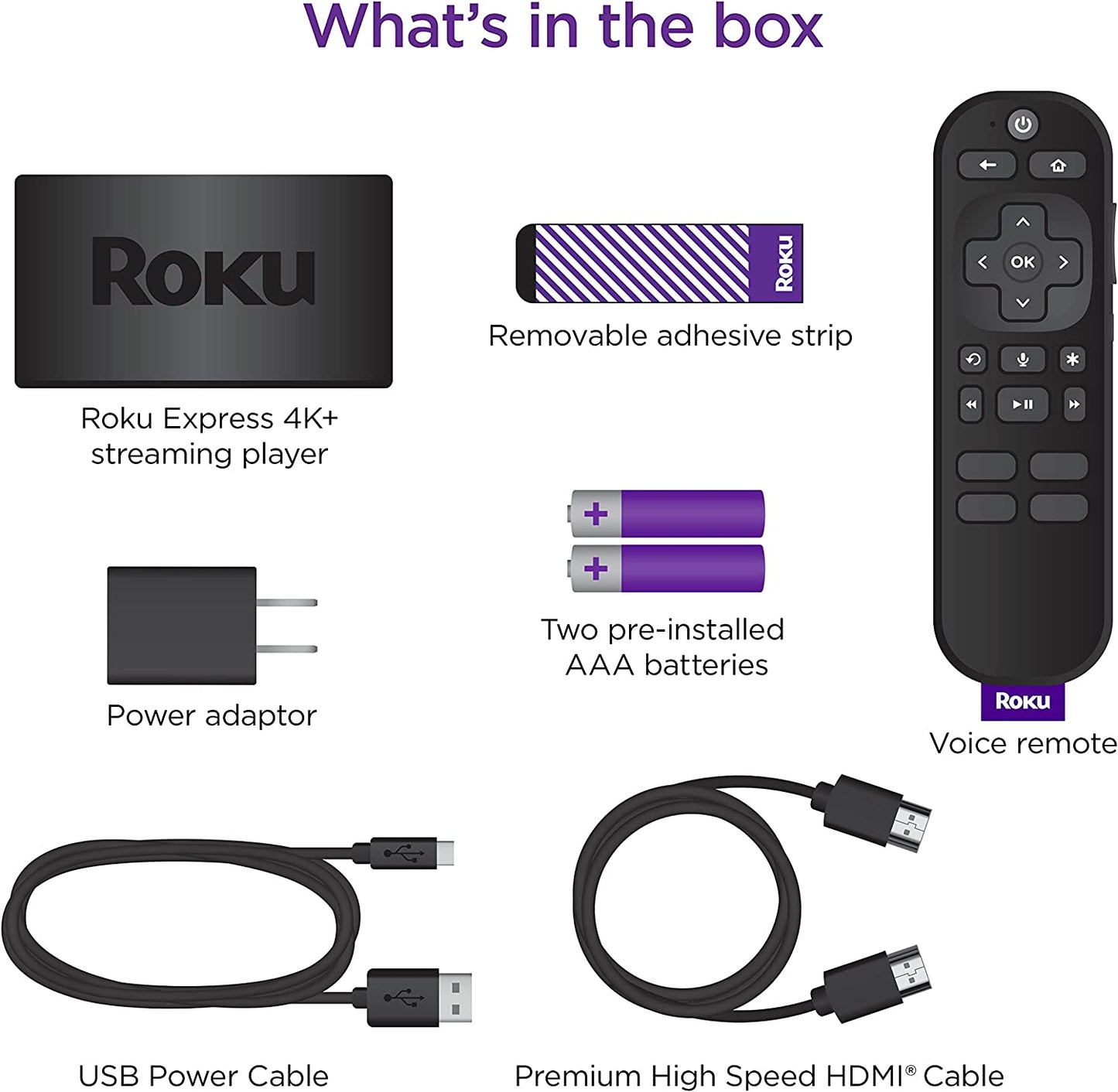 Roku Express 4K+ | Roku Streaming Device 4K/HDR, Roku Voice Remote, Free & Live TV