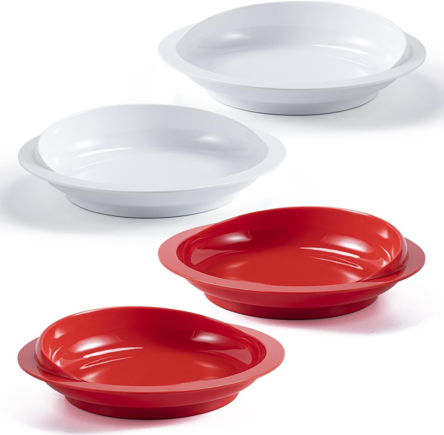 Jayour 4 Pack - Anti-Spill Scoop Plate with Lip Edge