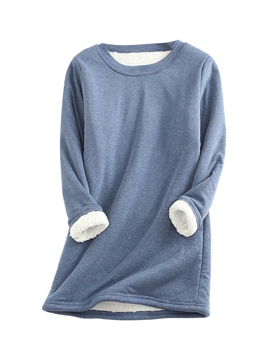 Sherpa Lined Pullover Sweatshirt Long