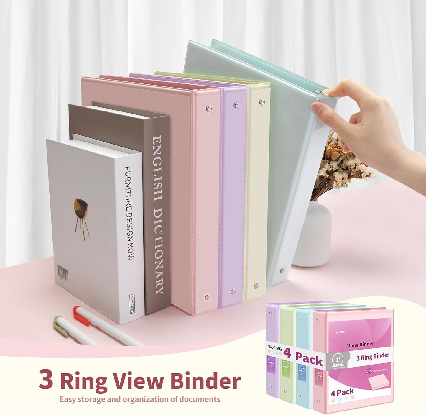 3 Ring Binder 1 Inch 4 Pack