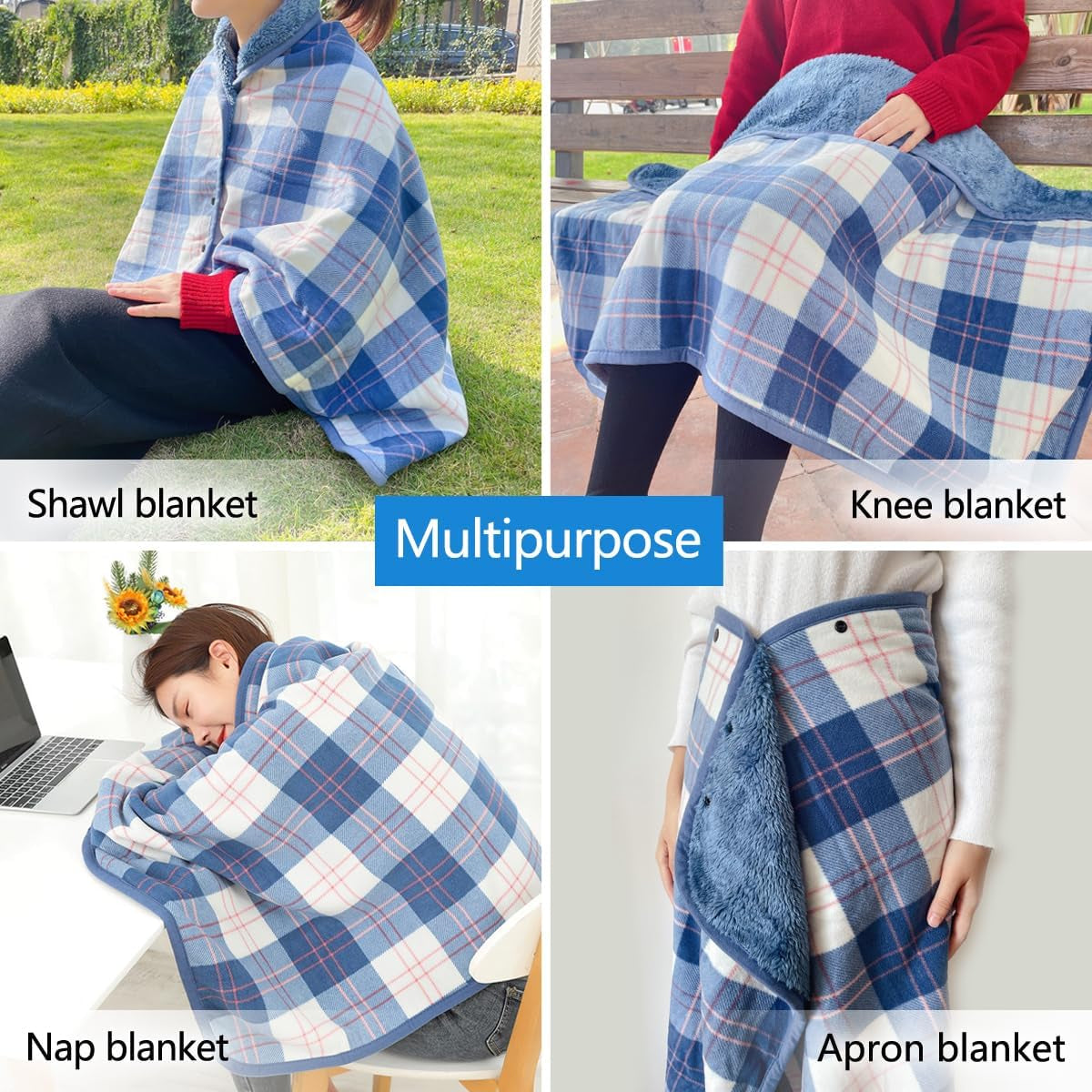 Comfy Plaid Poncho Blanket for All Seasons