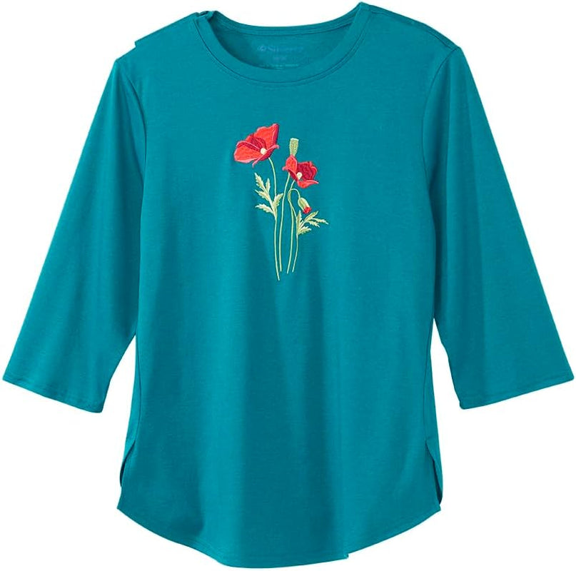 Women's Open Back Embroidered Flower Top