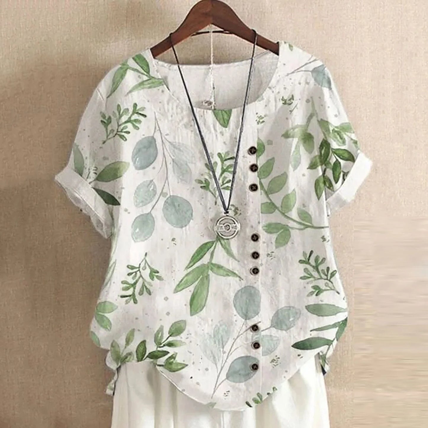 Women's Vintage Floral Button-Up Top