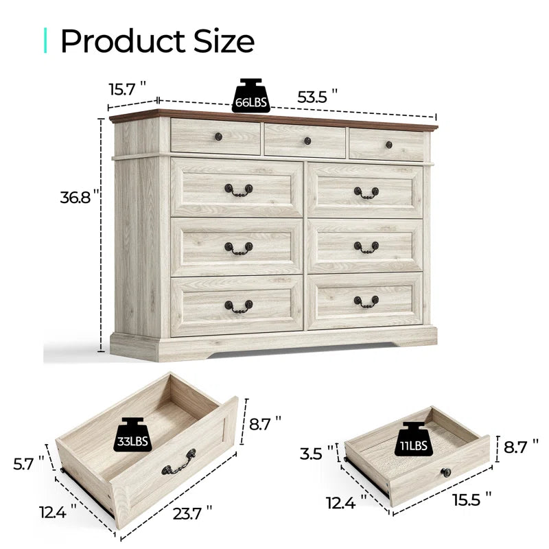 9 Drawer Double Dresser