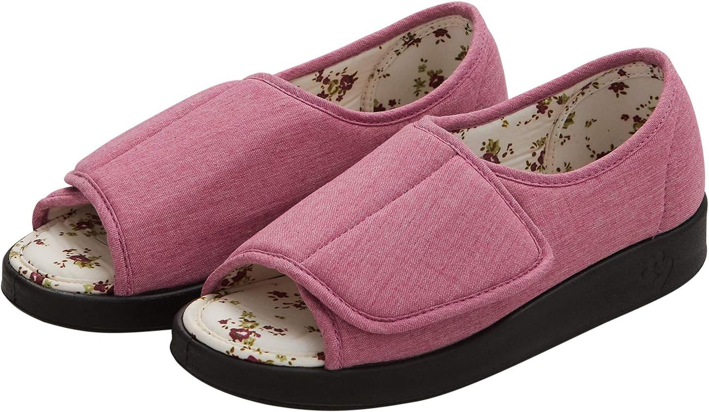 Silverts Diabetic Open-Toe Shoes for Women | Extra-Wide Non-Slip Comfortable Slippers for Elderly, Swelling, Sensitive Feet