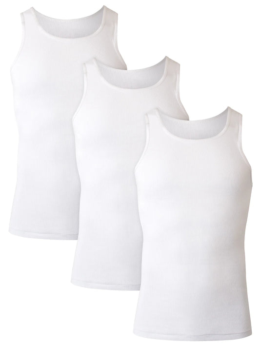 Hanes Men's White Tank Undershirts, 3 Pack