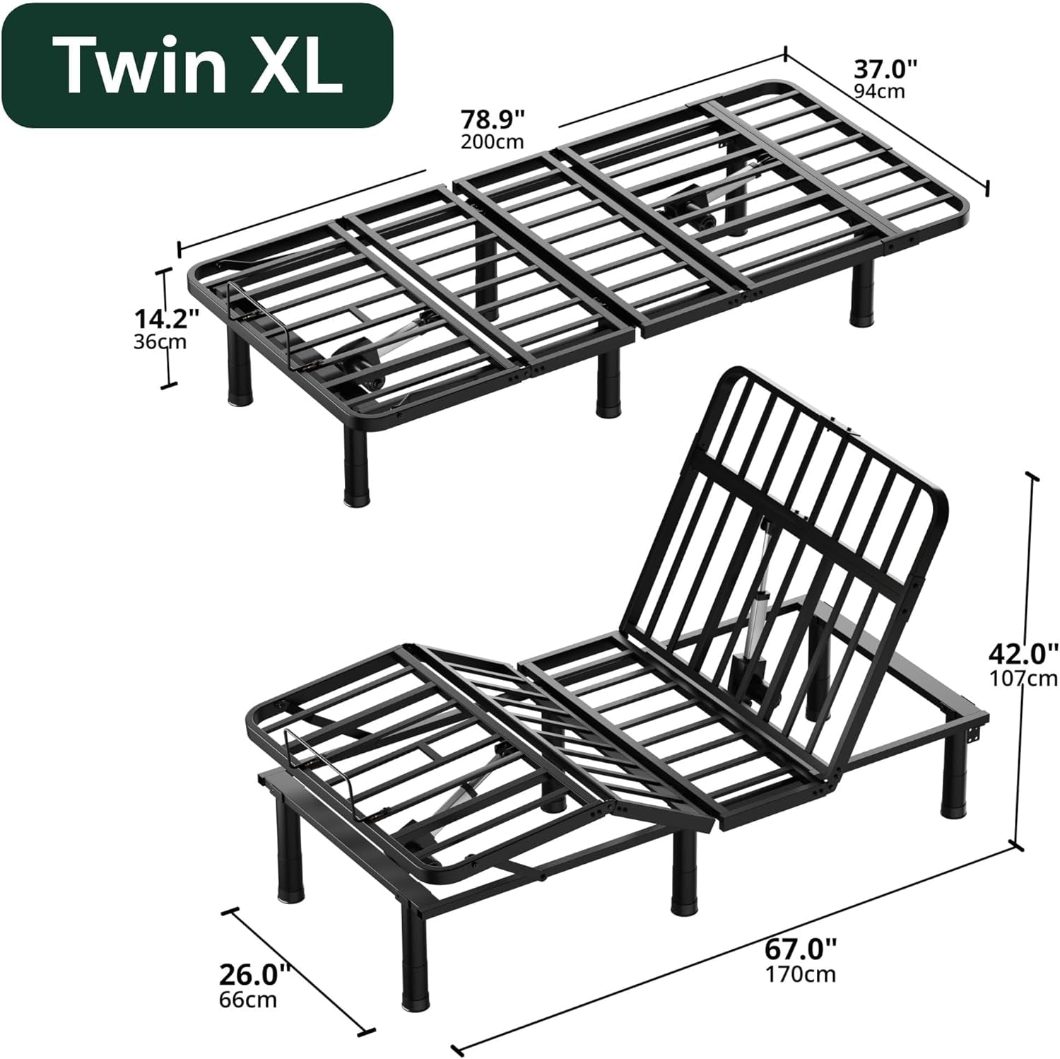 Twin XL Adjustable Bed Frame with Wireless Remote