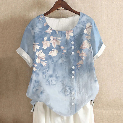 Women's Vintage Floral Button-Up Top