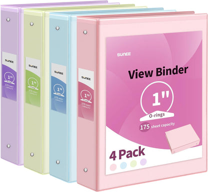 3 Ring Binder 1 Inch 4 Pack