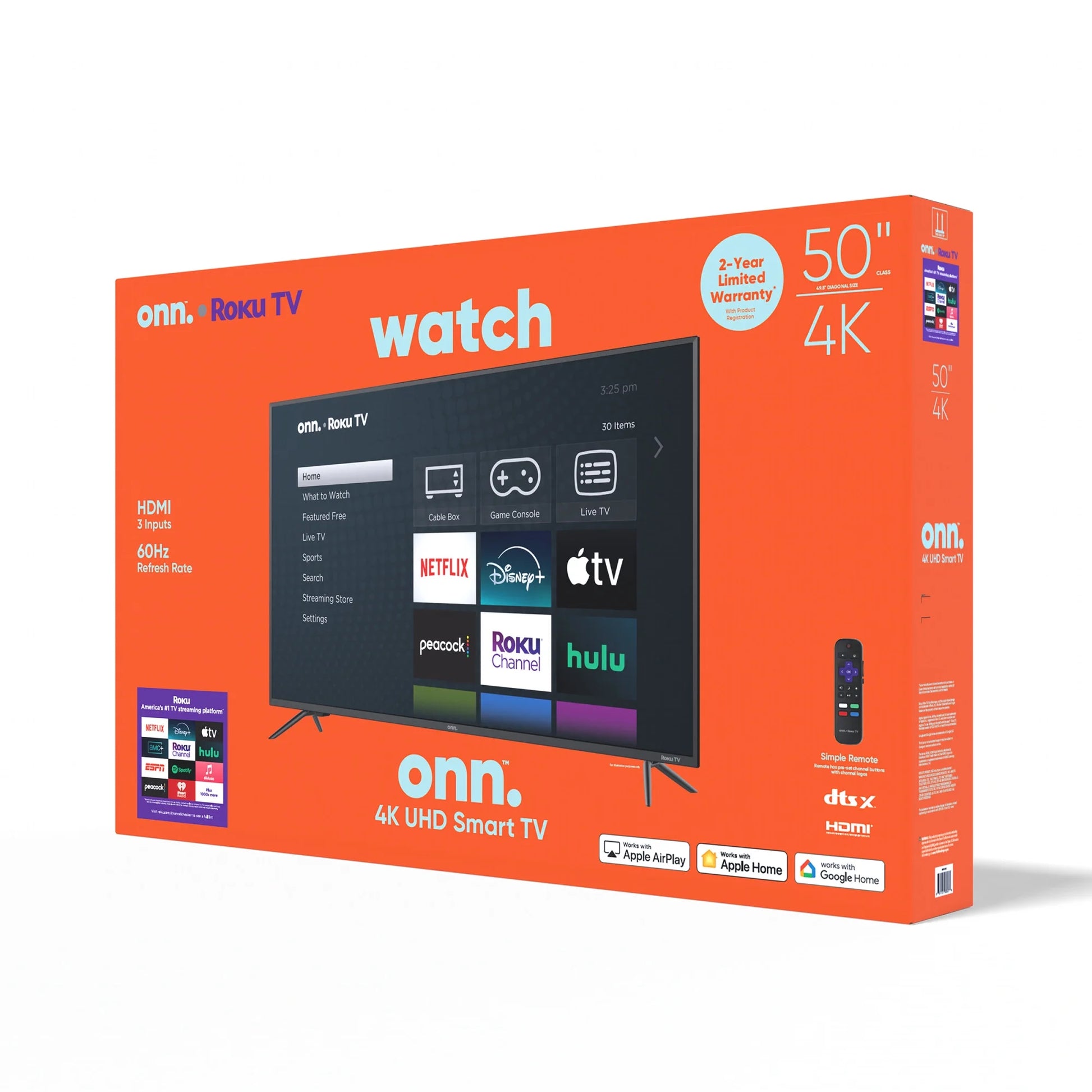 onn. 50” inch 4K LED Roku Smart TV