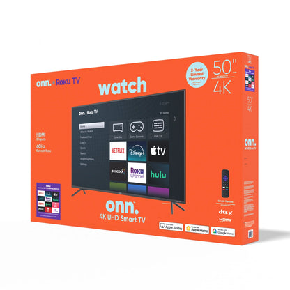 onn. 50” inch 4K LED Roku Smart TV