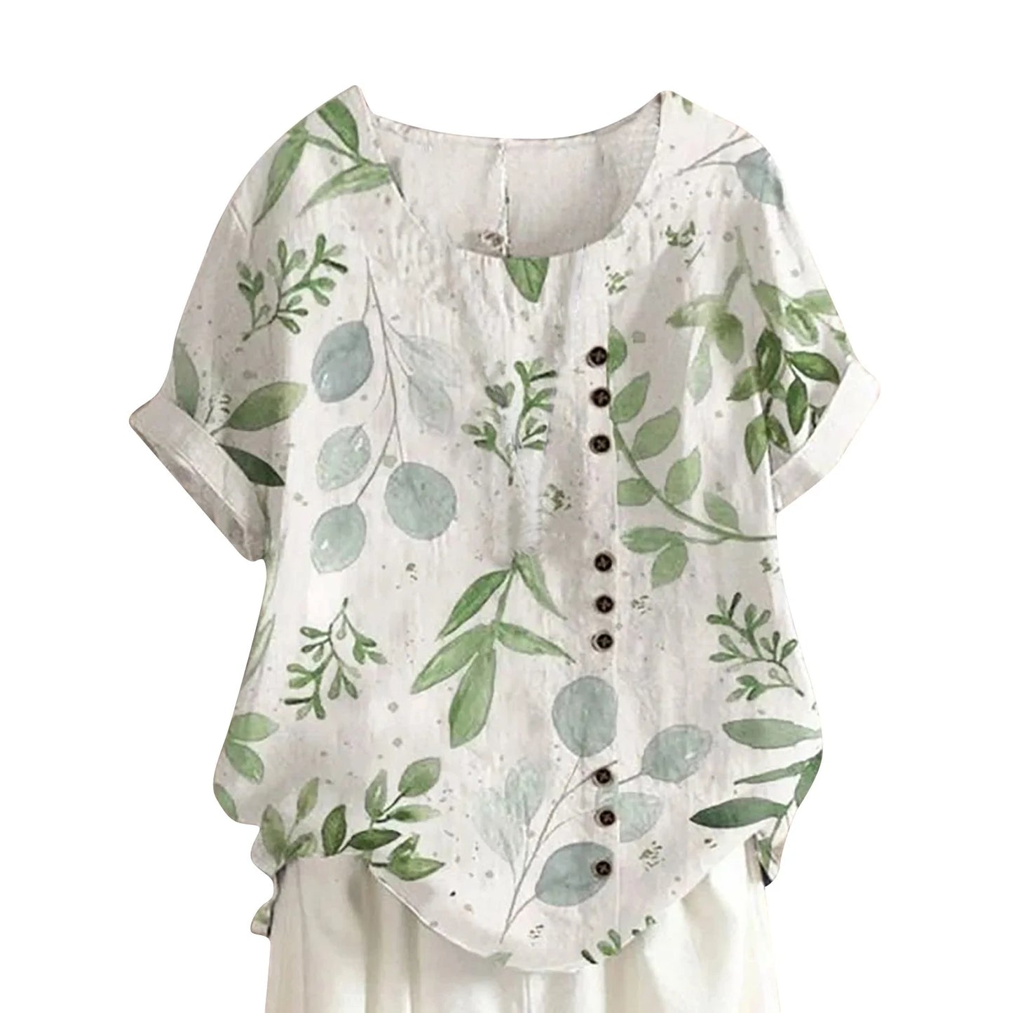 Women's Vintage Floral Button-Up Top