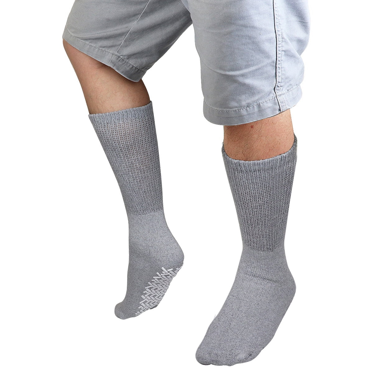 Men Anti Slip Grip Non Skid Socks, 6-pack