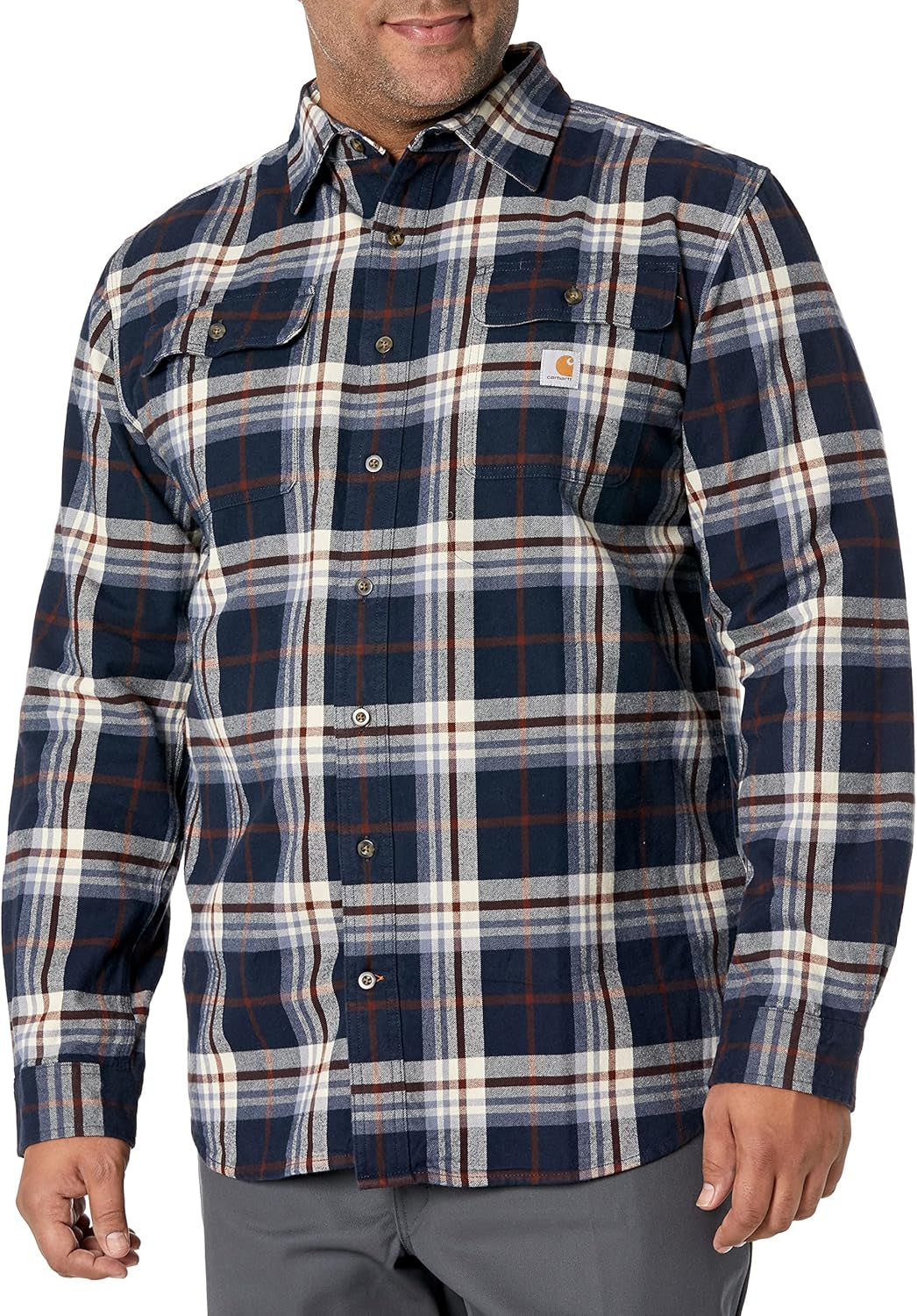 Carhartt Men's Loose Fit Heavyweight Flannel Long Sleeve Plaid Shirt