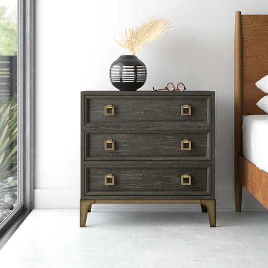 Aryo Triple Drawer Nightstand, Edgewater Finish