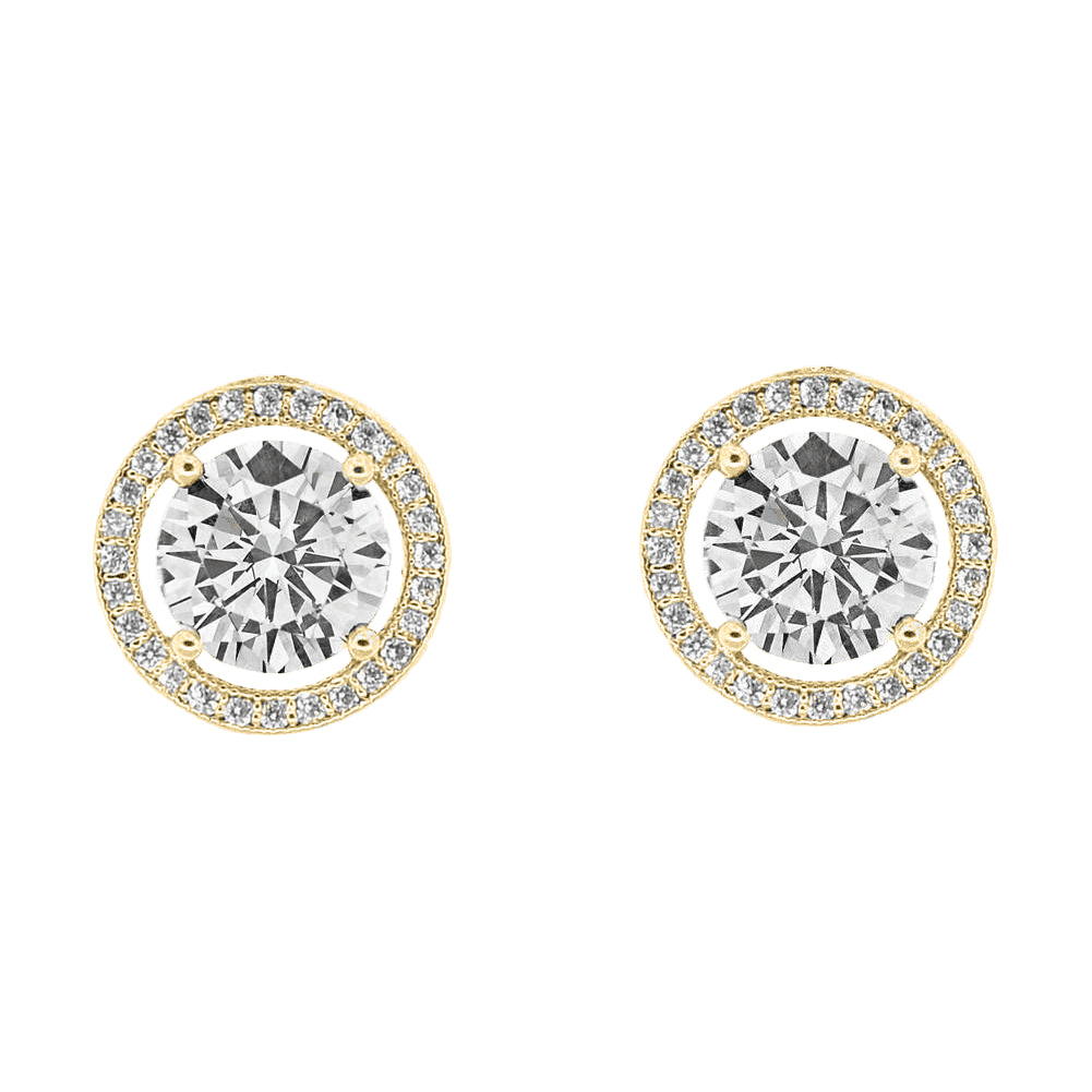 Cate & Chloe Ariel 18k White Gold Plated Halo Stud Earrings with Simulated Diamond Crystals for Women