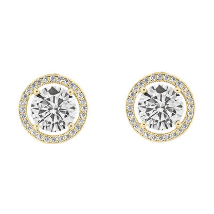 Cate & Chloe Ariel 18k White Gold Plated Halo Stud Earrings with Simulated Diamond Crystals for Women