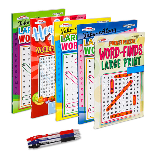 VARIETY SAVINGS 5-Pack 450+ Travel-Size WordSearch Puzzle Books