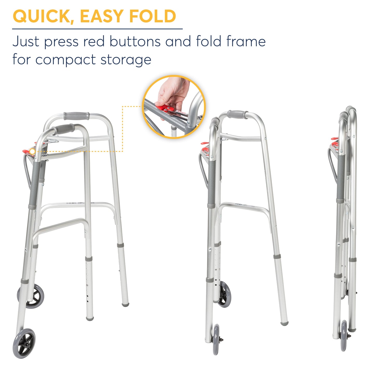 Deluxe Two Button Folding Walker