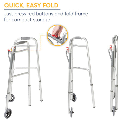 Deluxe Two Button Folding Walker