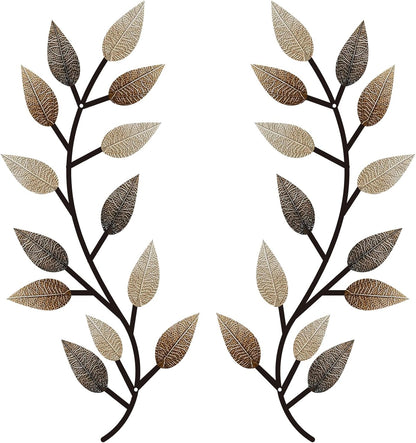 2 Pieces Metal Tree Leaf Wall Decor