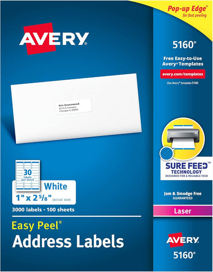 Avery Easy Peel Printable Address Labels with Sure Feed