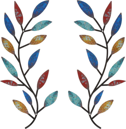 2 Pieces Metal Tree Leaf Wall Decor