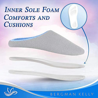 Bergman Kelly Memory Foam Slippers for Women & Men, Super Cushiony Slip-On House Shoes for WFH Comfort (Cush Collection), US Company