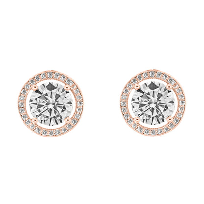 Cate & Chloe Ariel 18k White Gold Plated Halo Stud Earrings with Simulated Diamond Crystals for Women