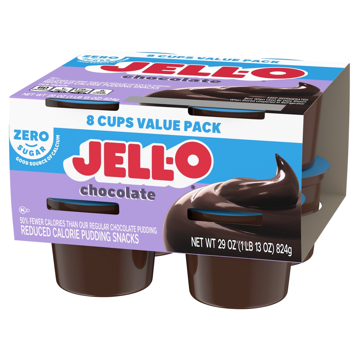 Jell-O Chocolate Sugar Free Pudding Cups, 8 Ct Cups