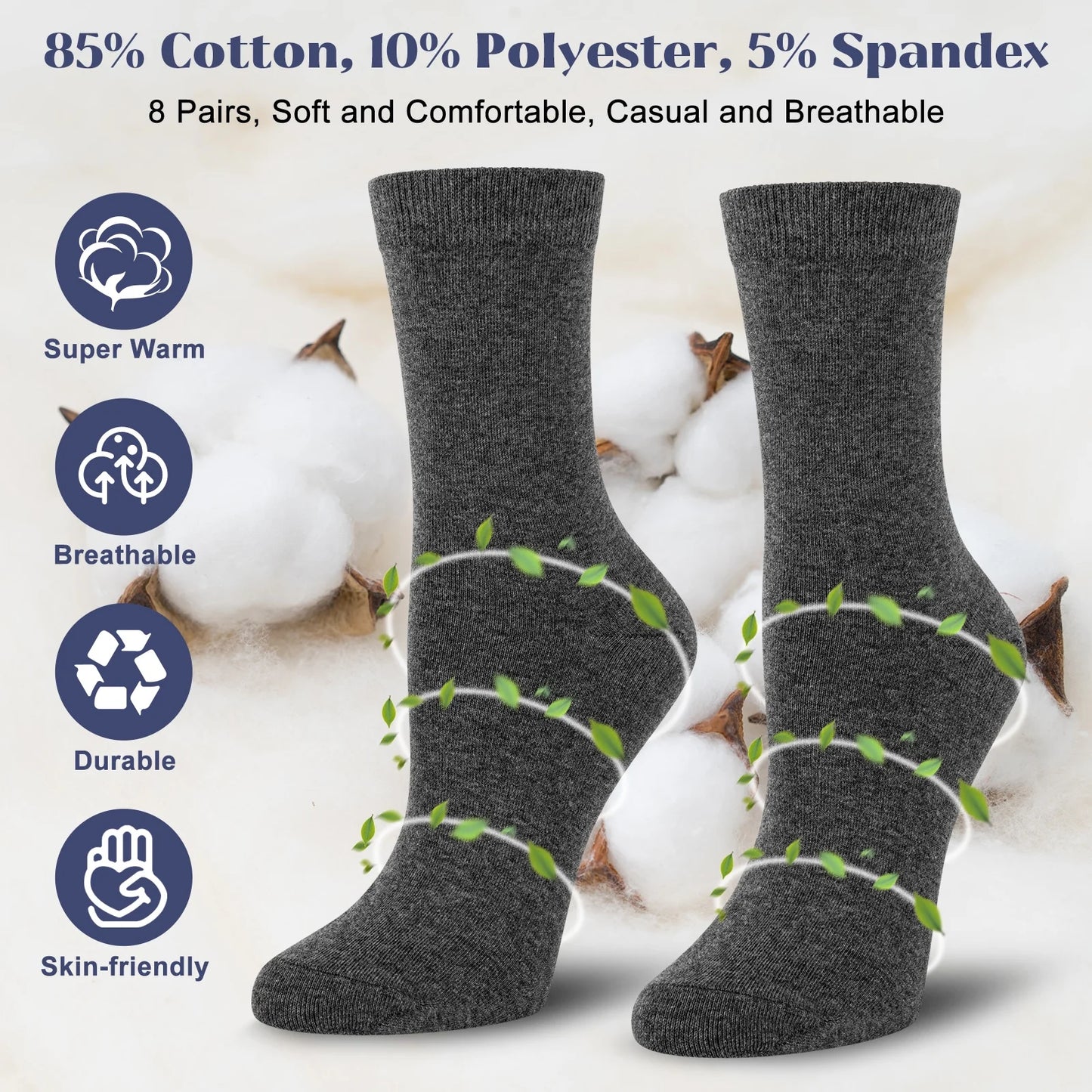 Soft Cotton Crew Socks