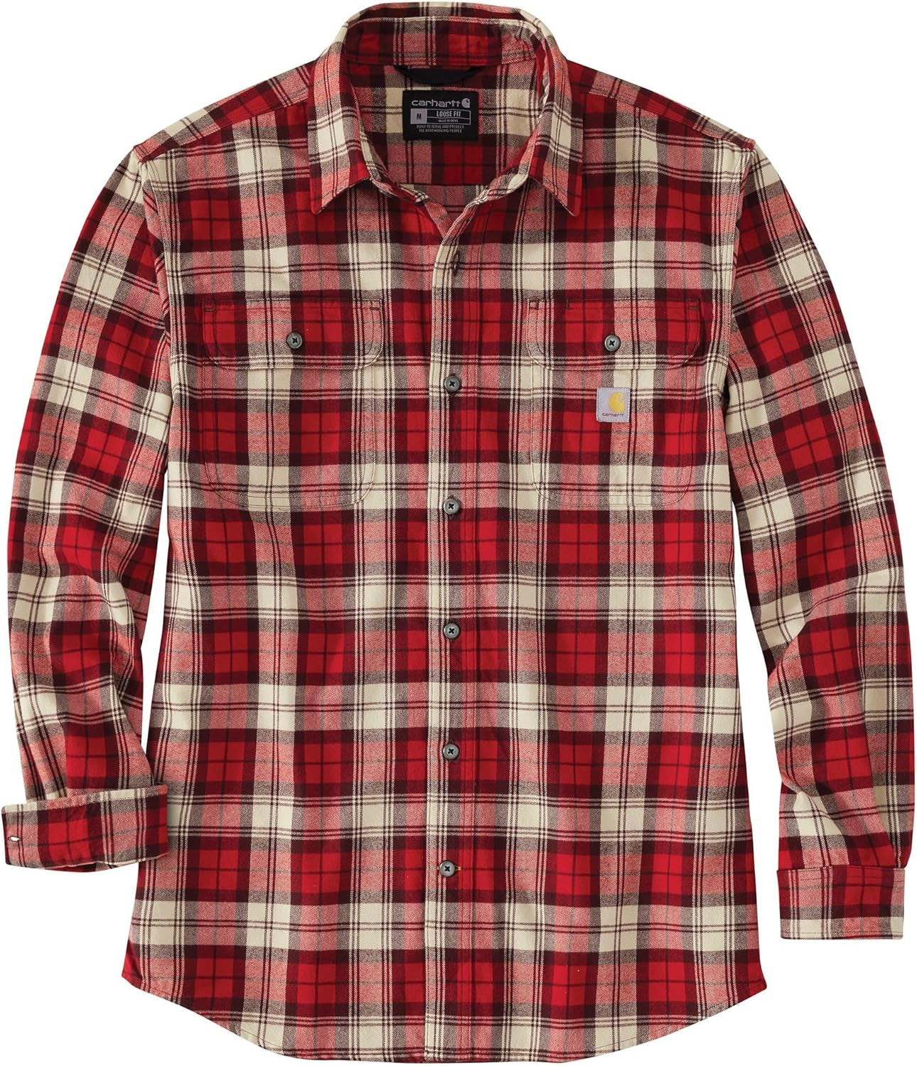 Carhartt Men's Loose Fit Heavyweight Flannel Long Sleeve Plaid Shirt