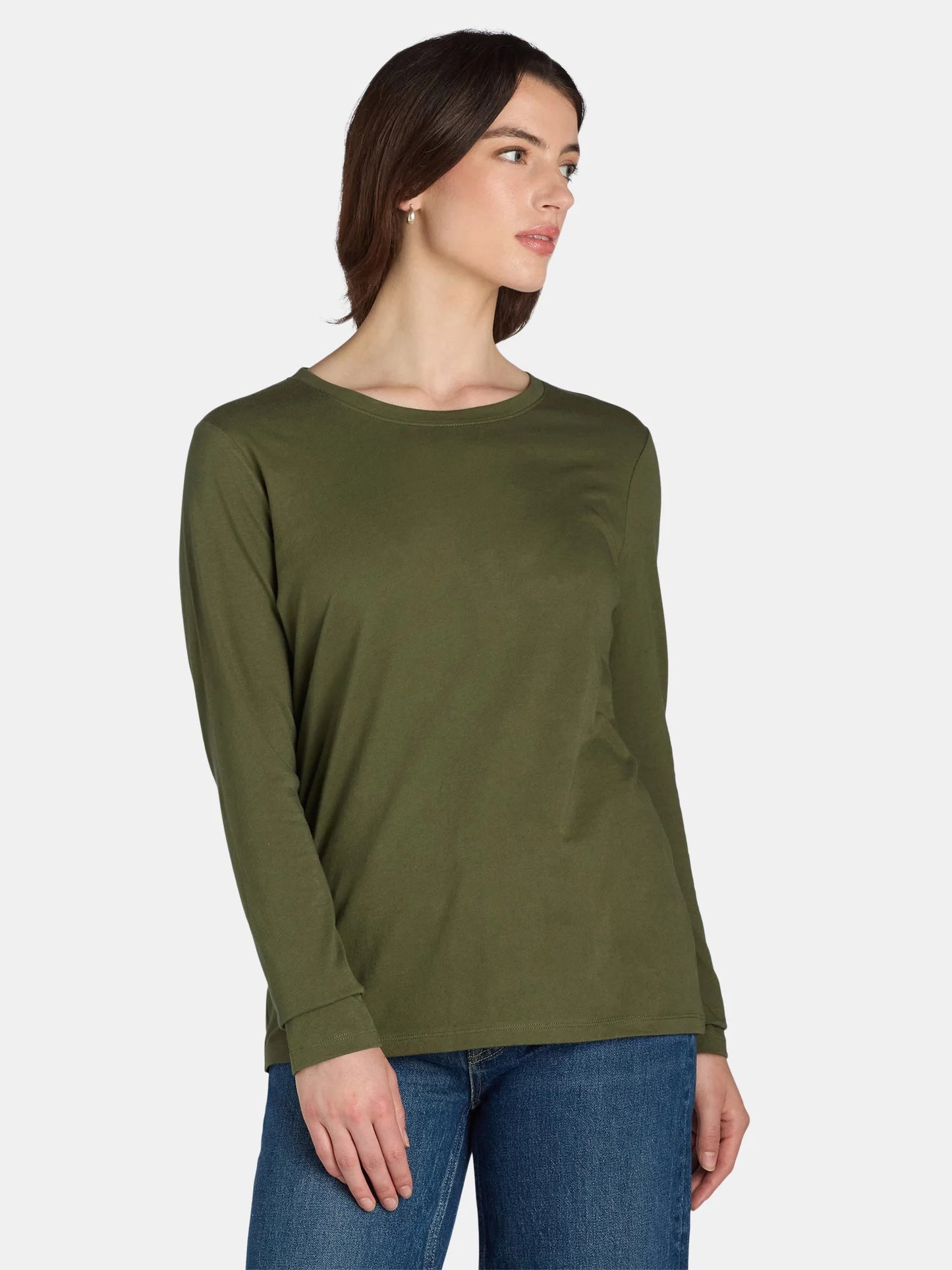 Women's Long Sleeve Cotton Crewneck Tee