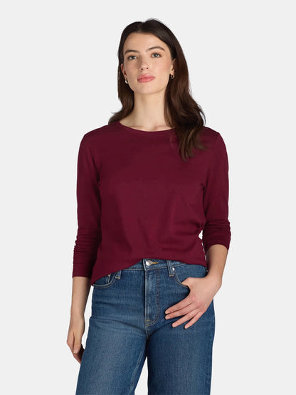 Women's Long Sleeve Cotton Crewneck Tee