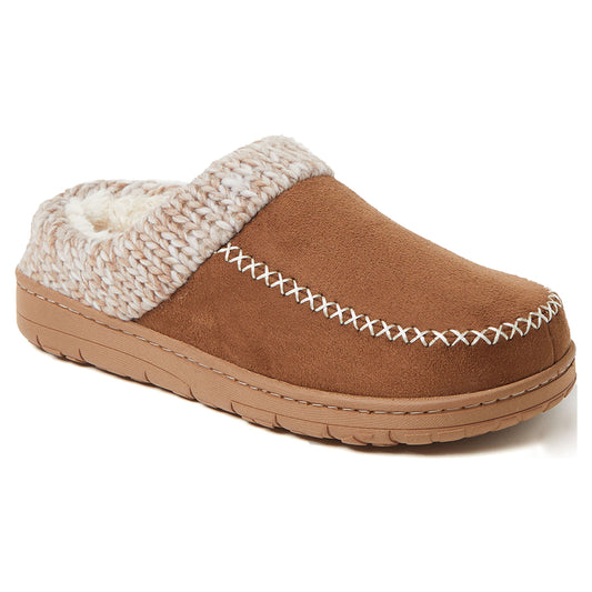 Dearfoams Cozy Comfort Women's Moc Toe Clog Slippers with Chunky Knit Collar