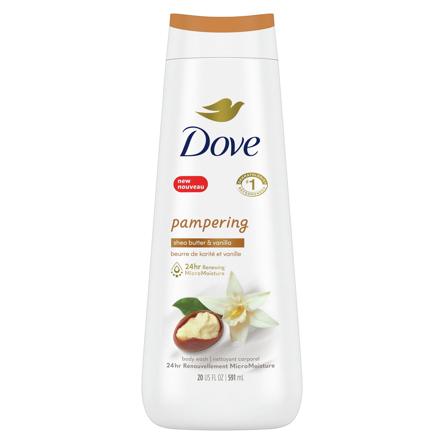 Dove Pampering Shea Butter & Warm Vanilla Liquid Body Wash, 20 oz