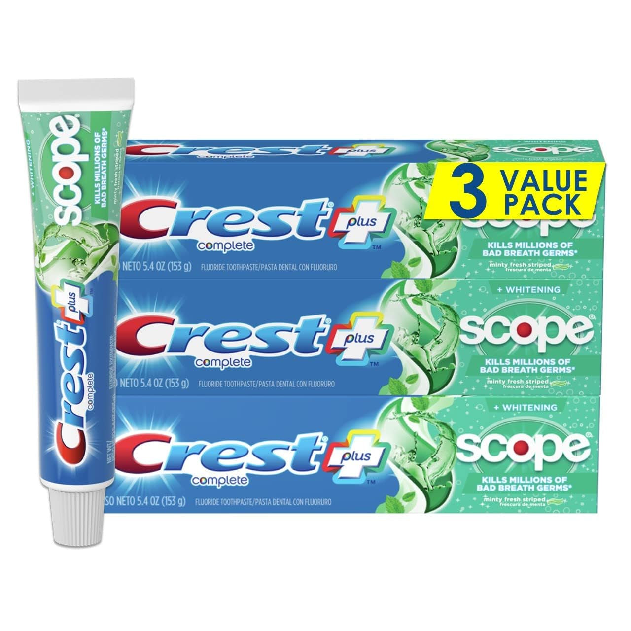 Crest + Scope Whitening Toothpaste - Pack of 3