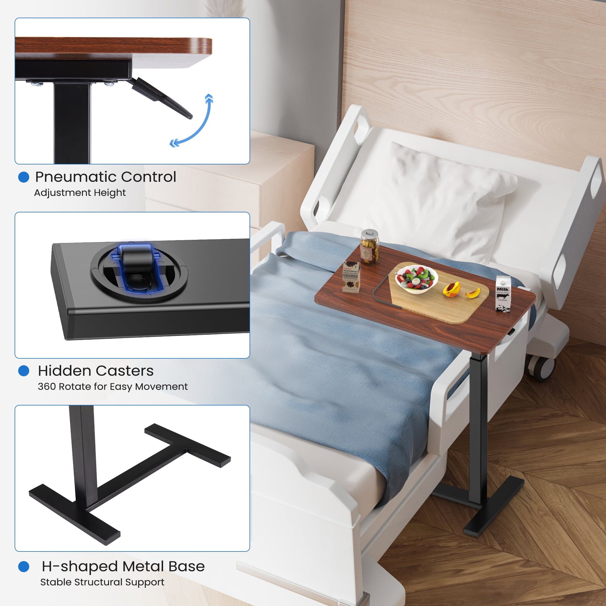 Adjustable Overbed Bedside Table