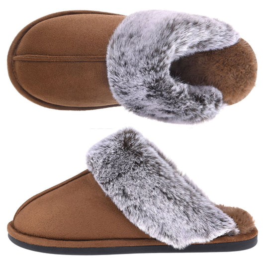 VONMAY Women's Scuff Slippers Fuzzy Indoor Outdoor House Shoes