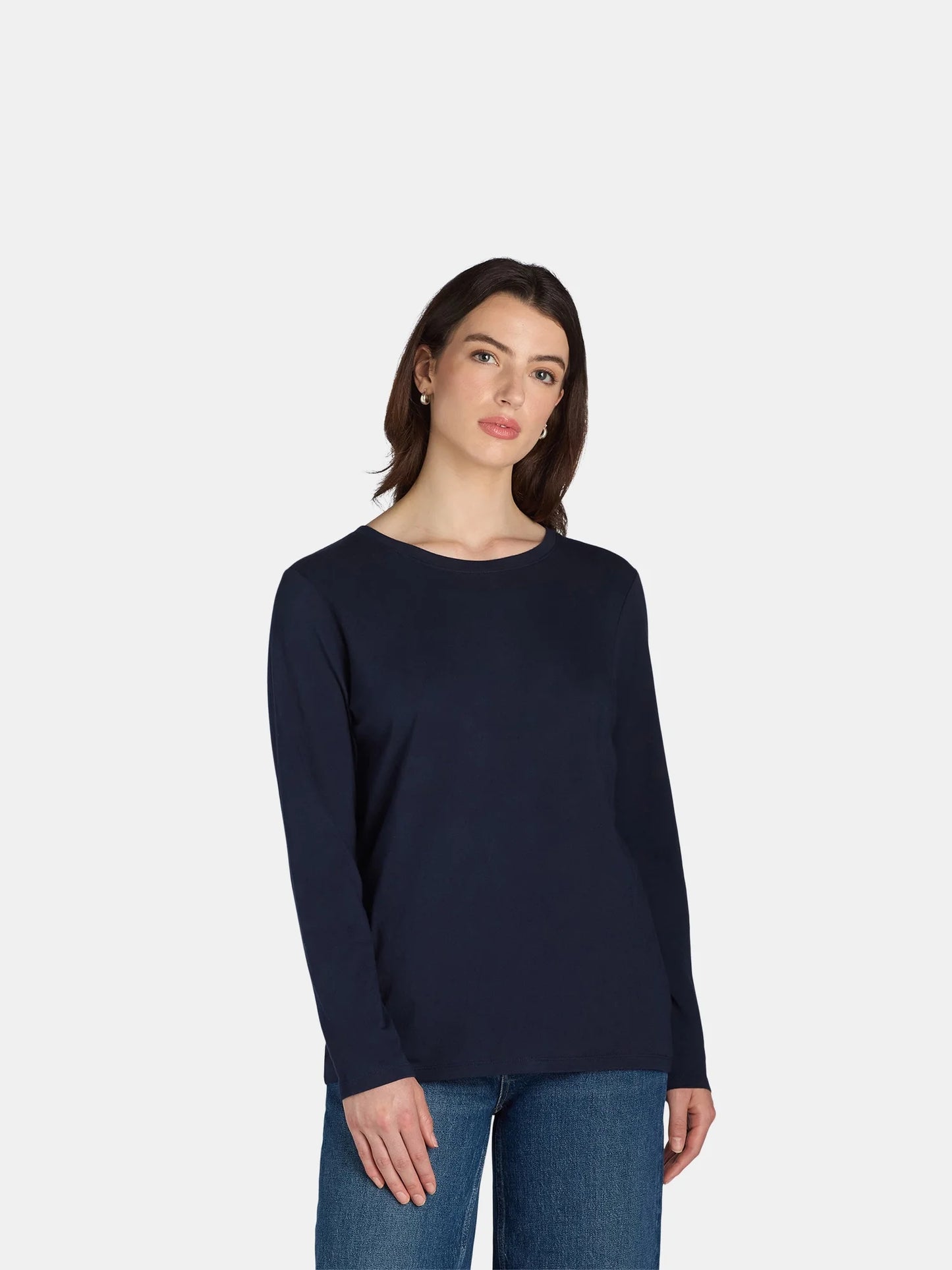 Women's Long Sleeve Cotton Crewneck Tee