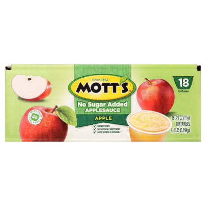 Mott's No Sugar Added Applesauce, 18 Count