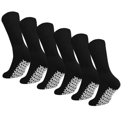 Men Anti Slip Grip Non Skid Socks, 6-pack