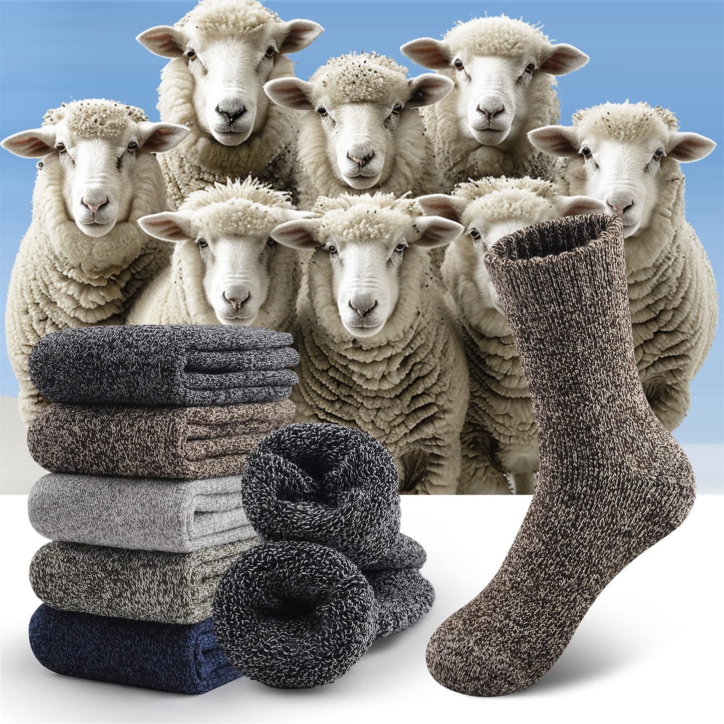 5 Pairs Merino Wool Socks for Men