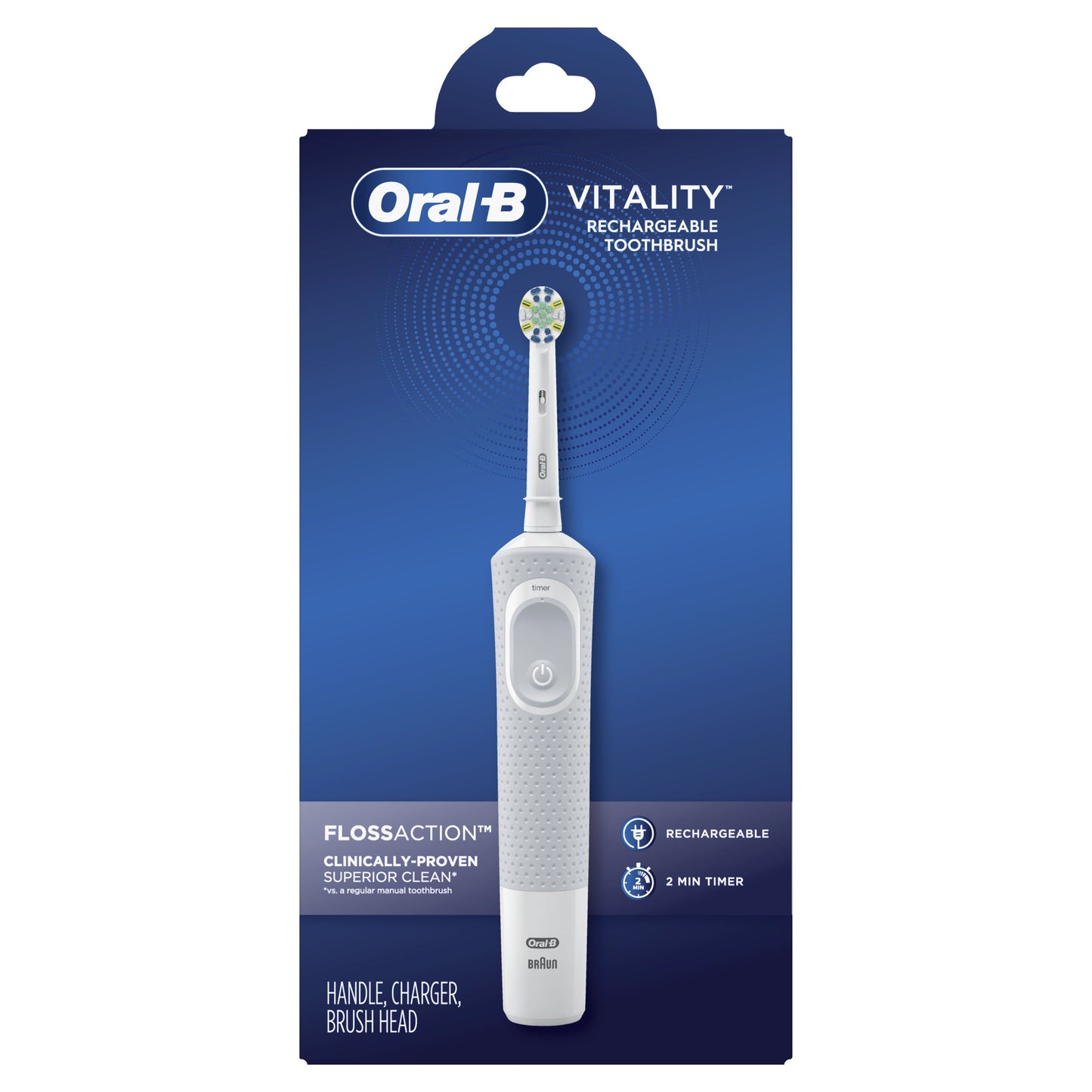 Oral-B Vitality FlossAction Electric Rechargeable Toothbrush, Powered by Braun, for Adults & Children 3+