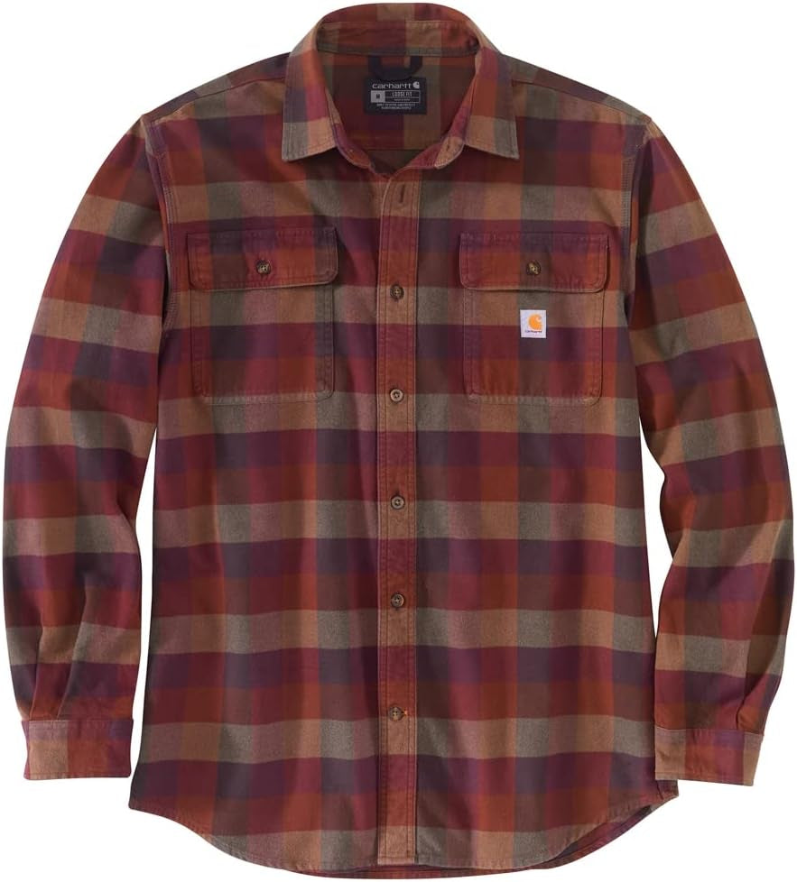 Carhartt Men's Loose Fit Heavyweight Flannel Long Sleeve Plaid Shirt