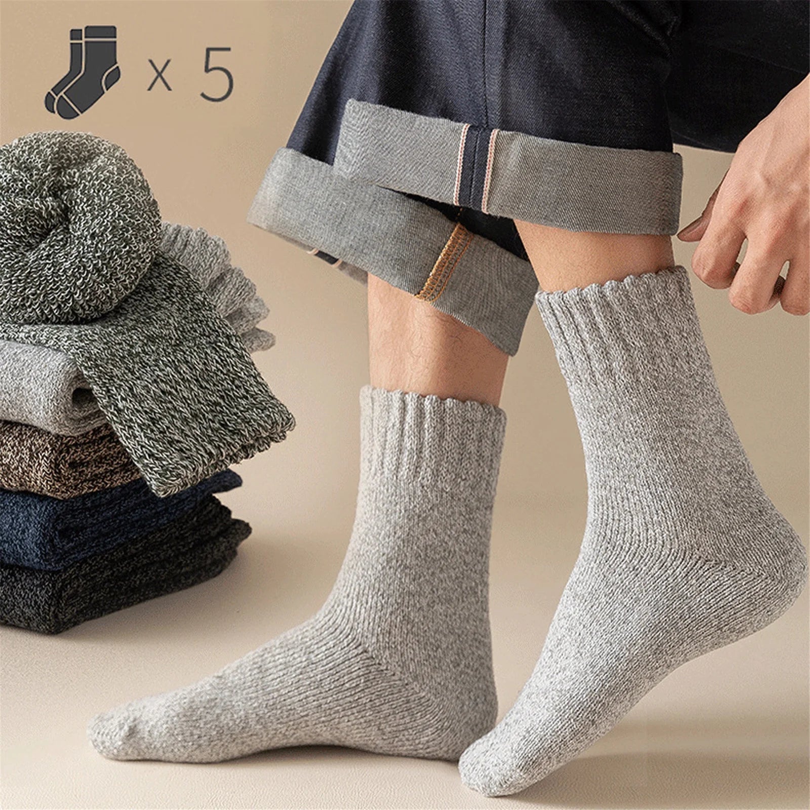 5 Pairs Merino Wool Socks for Men