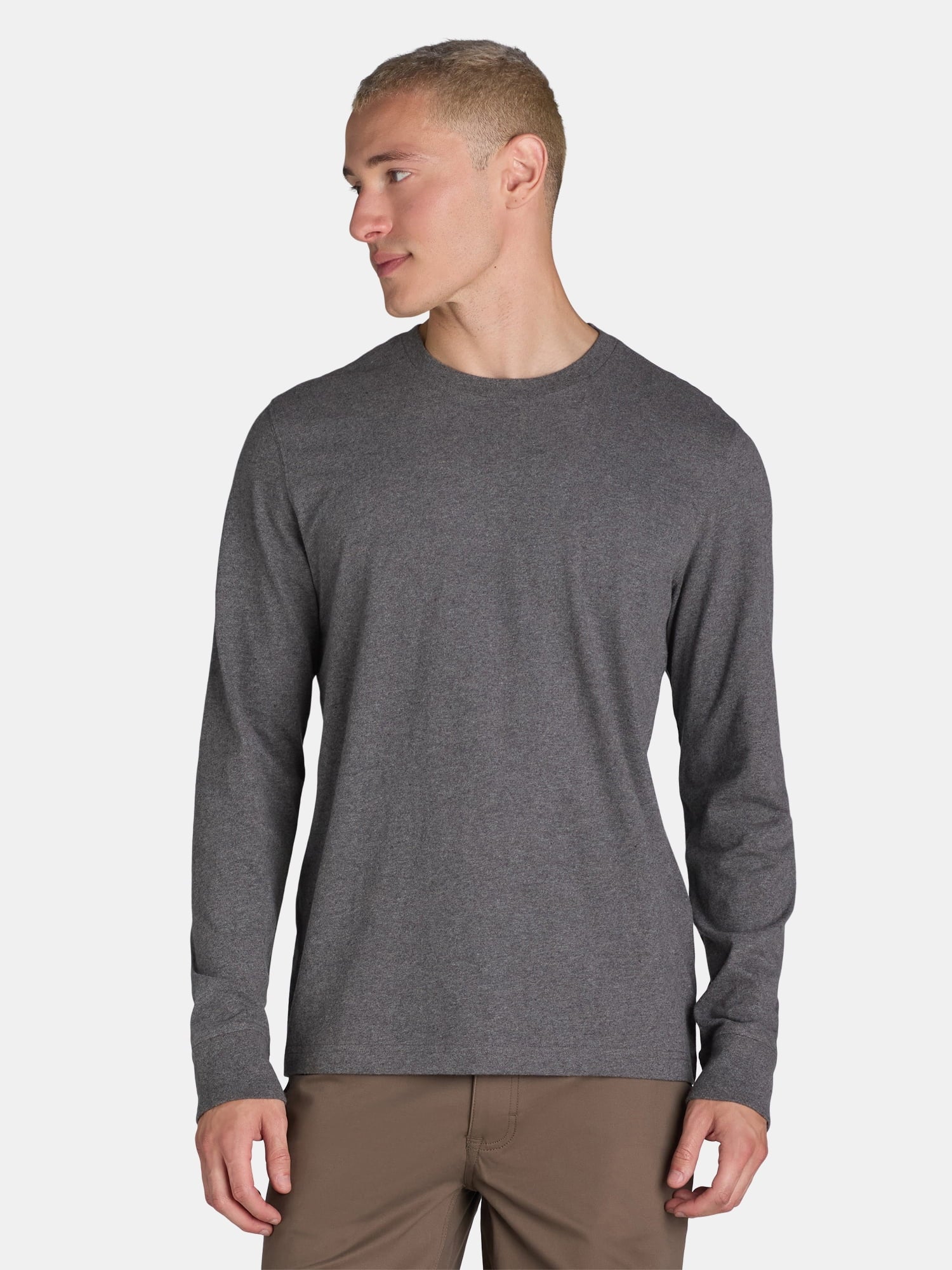 Crewneck T-Shirt with Long Sleeves