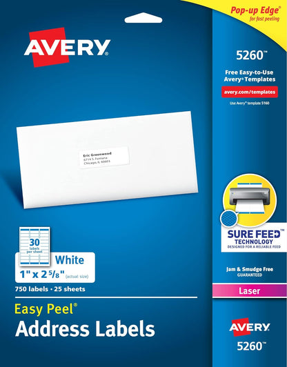 Avery Easy Peel Printable Address Labels with Sure Feed